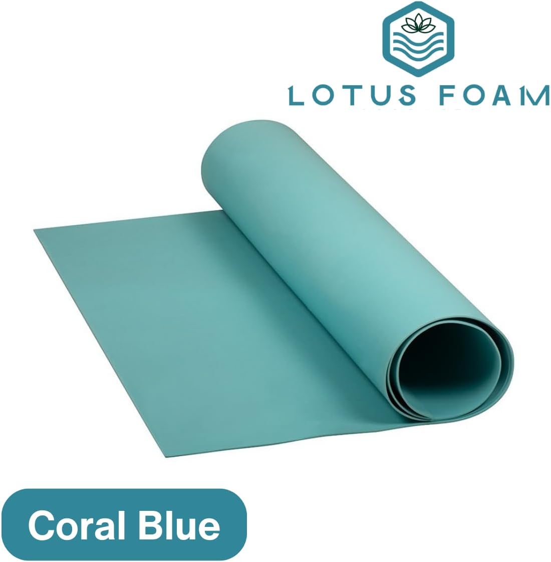LotusFoam Large 3mm EVA Foam Sheet - 44"x 85" High Density Foam 130 kg/m3 for Cosplay, Costumes, Crafts, Flooring, Outdoor Use - 35 Colors (Coral Blue) - Coral Blue