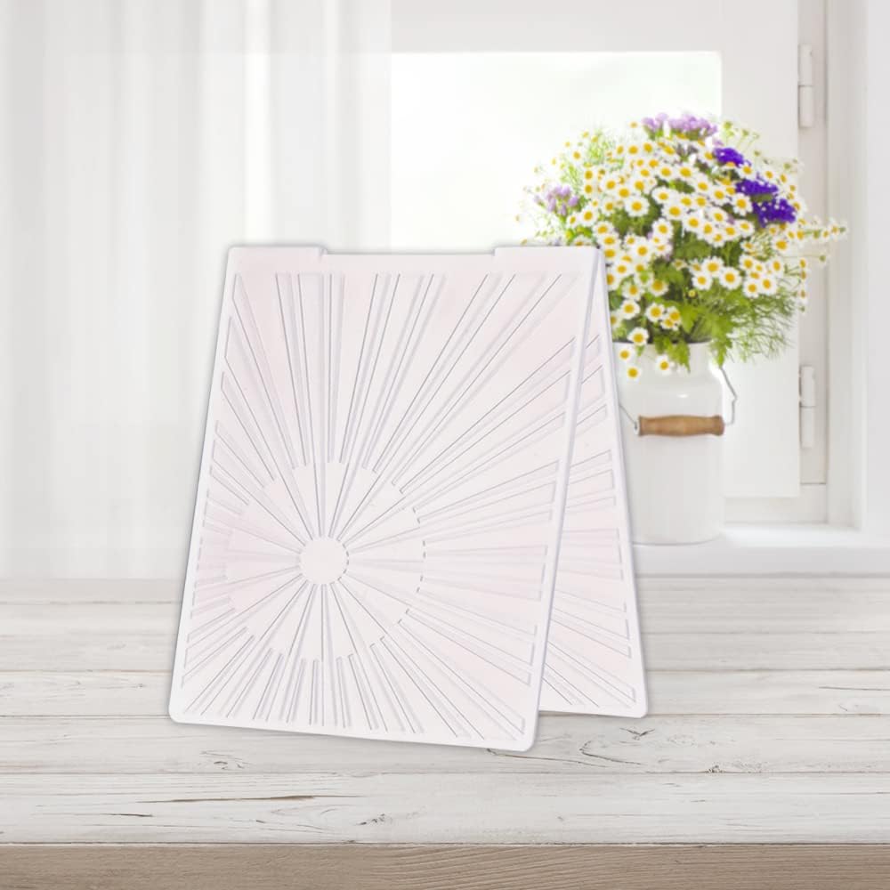 Hying 3-D Textured Impressions Background Embossing Folder, Radiate Line Pattern Plastic Embossing Folder Template for Card Making Scrapbooking Paper Craft Album Stamps DIY Décor