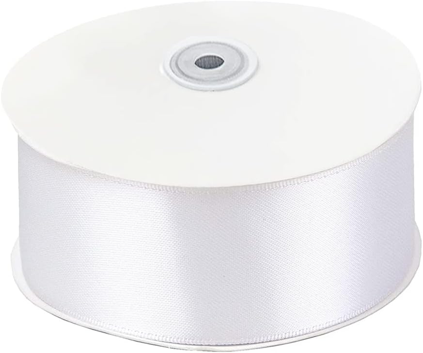 LIUYAXI White Double Faced Satin Ribbon, 2" X Continuous 50 Yards, Ribbons Perfect for Gift Wrapping Wedding DIY Craft Bow Making & Other Projects