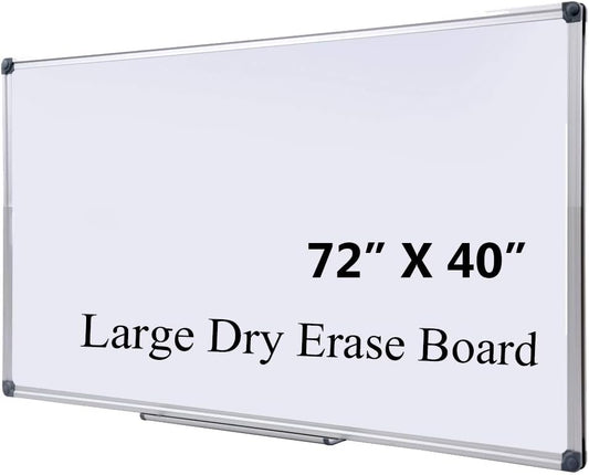 72" x 40" Magnetic Dry Erase Board with Pen Tray | Extra Large Wall Mounted Aluminum Frame Whiteboard for Office, Classroom & Home | Premium Presentation Board for Meetings & Planning