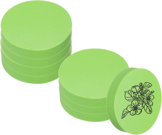 PATIKIL 8Pcs 2" Rubber Carving Blocks, Soft Linoleum Art Carving Block Round Crafts Stamp Making for Printmaking Stamps Carving Supplies, Green