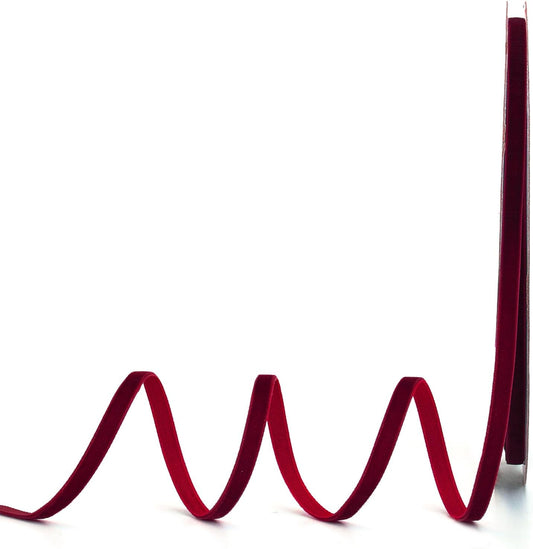 Burgundy Velvet Ribbon,1/4" W x 20Yd Single Face,Great for Gift Wrapping,Hair Bows,Handmade Craft and Christmas,Wedding Decoration (1/4" Burgundy)