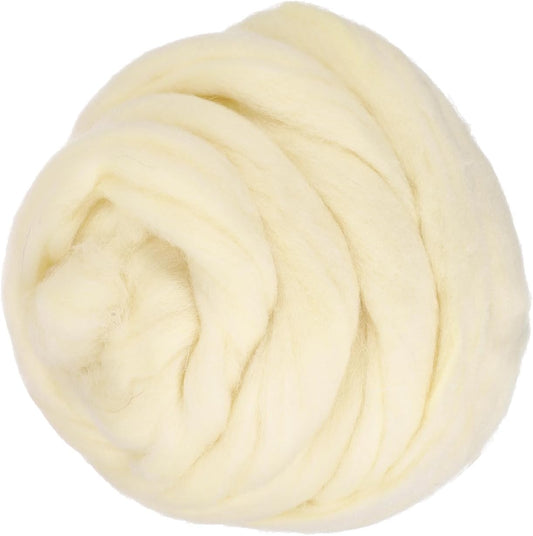 PATIKIL Wool Roving Yarn, 150G/5.3OZ Soft Felting Wool Pure Chunky Roving Yarn Bulk for Needle Felting Knitting Blanket Spinning Weaving DIY Craft, Beige