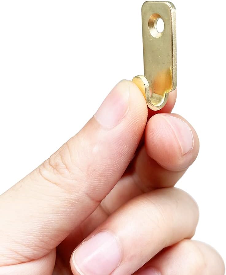 10pcs Heavy Duty J-Shaped Hangers 304 Stainless Steel Wall Mounted Mini J Hook for Mirror Picture Frames Hanging Wire/D Rings/Keyhole Hangers (Gold)