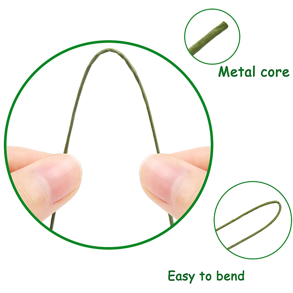 CCINEE 22 Gauge Dark Green Floral Wire Stem for Flower Arrangement Craft Supply,16 Inch,150PCS