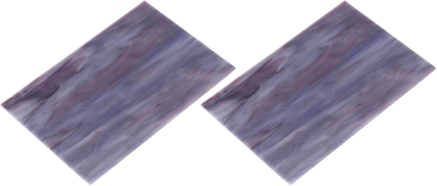 MECCANIXITY 2 Pcs Stained Glass Sheet Mosaic Tile 7.9 Inch x 5.9 Inch Dark Purple Stained Glass Sheets for Crafts DIY Art Project