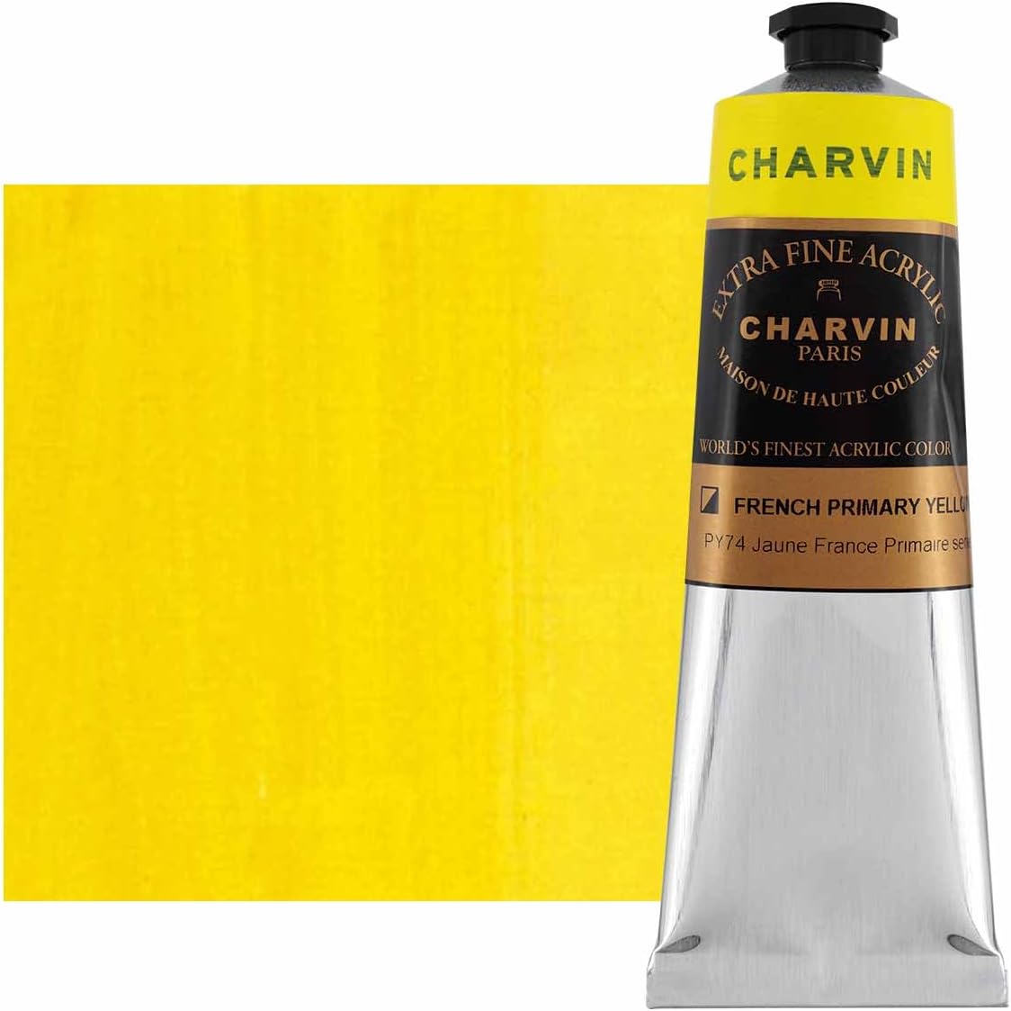 Charvin Extra Fine Professional Acrylic Paint - French Yellow Primary, 150ml Tube, Triple-Milled, Lightfast Pigments, Open Stock Artist Acrylic Paints in Nature-Inspired Hues