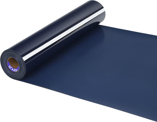 HTV Iron on Vinyl 12Inch by 25ft Roll Heat Transfer Vinyl for T-Shirt HTV Vinyl Rolls for All Cutter Machine - Easy to Cut & Weed for Heat Transfer Design (25ft, Navy)