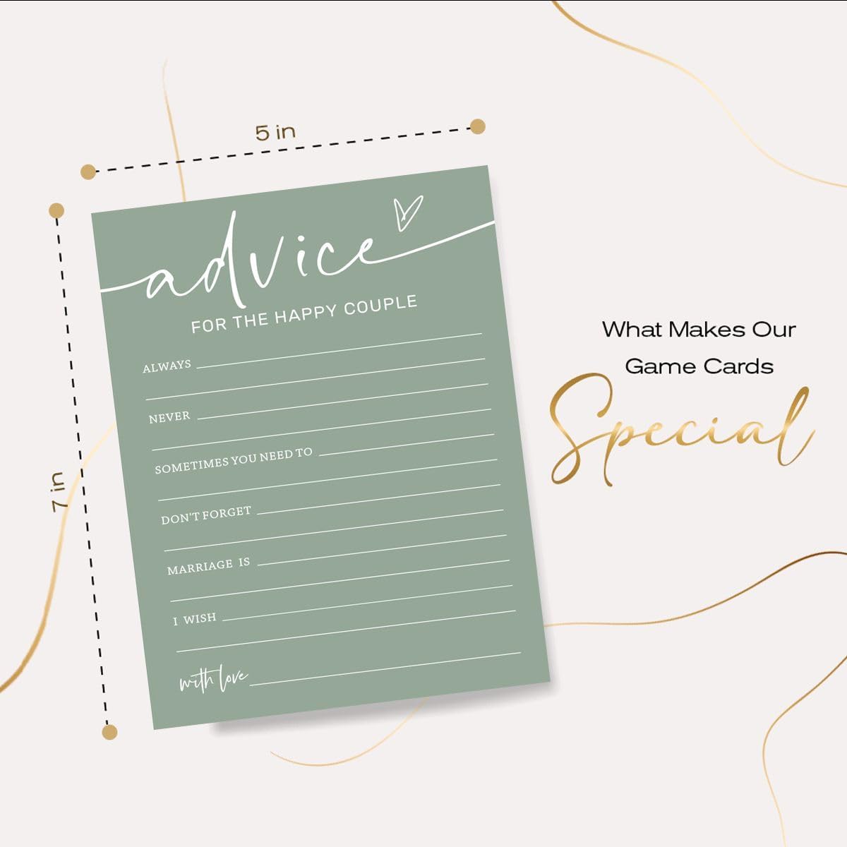 Bridal Shower Games Cards, Advice for The Happy Couple, Bridal Shower Games 25 Guests, Engagement Party Wedding Games for Guests, Minimalist Green Wedding Party Supplies - C10, Blue