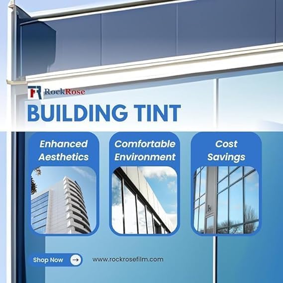 Rockrose Professional Blackout Home Window Tint Film - Sun Blocking Privacy Cover for Home Offices - Room Darkening Sun Light Blocker - 30 in X 100FT - Total Blackout