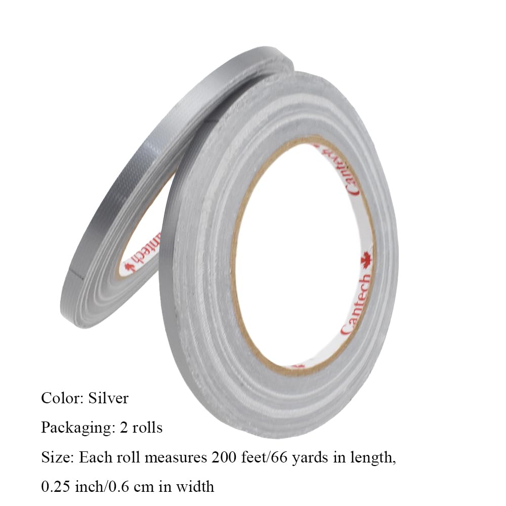 HAHIYO Silver 0.25Inch Wide Floral Tape, Waterproof Florist Tape Flower Wrap Adhesive Waterproof Decorative Tape for Bouquet Stem Wrapping Flower Arranging Craft, 2Rolls 200Feet/66Yard Total