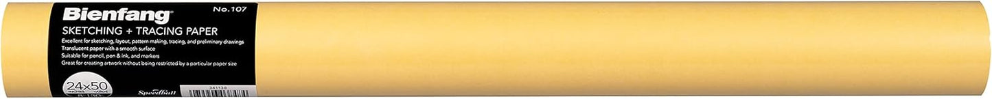 Bienfang Sketching & Tracing Paper Roll, Canary Yellow, 24 Inches x 50 Yards, Large - for Drawing, Trace, Sketch, Craft, Sewing Pattern