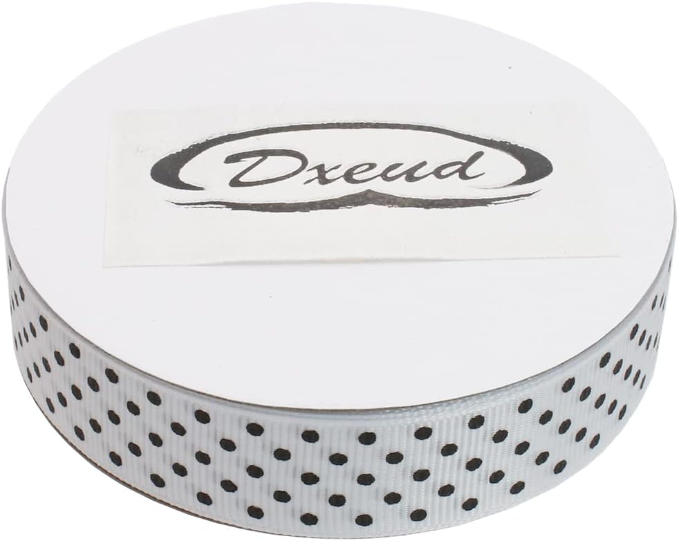 Polka Dot Grosgrain Ribbon 25 Yard Each Roll 100% Polyester (3/4", White)