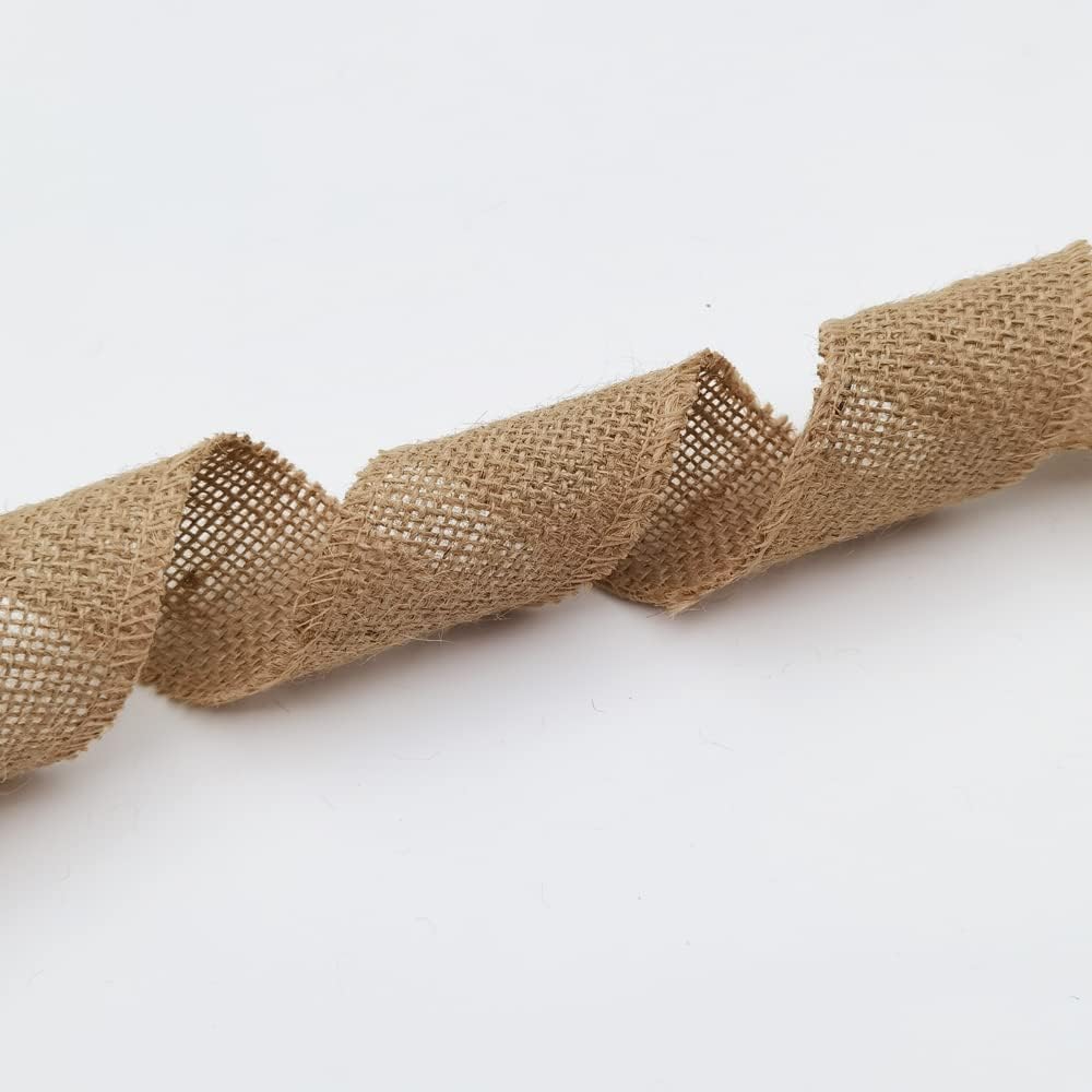 INSPIRELLE 2" Natural Burlap Fabric Roll 10 Yards Jute Ribbon for Gift Wrapping Craft Projects Wedding Decoration Home Decoration 5CM