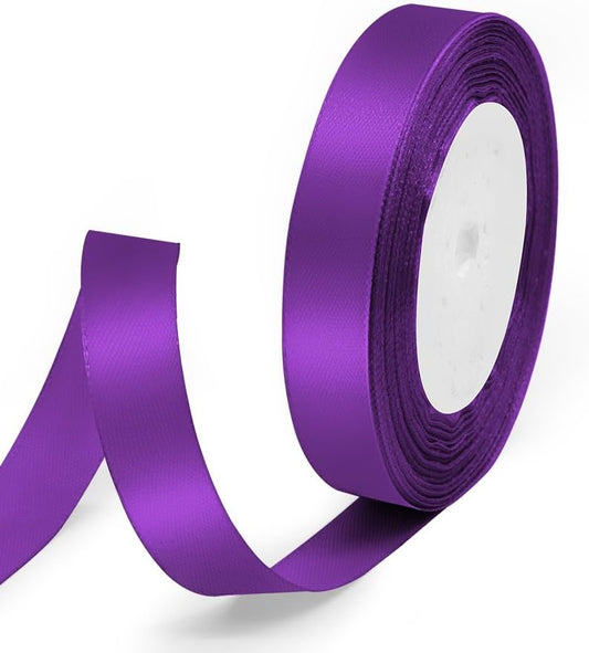 5/8" x 25 Yards Satin Ribbon, Purple Silk Ribbon Ideal for Gift Wrapping, Floral Bouquets, Crafts, Wedding Party Decorations, Christmas and Sewing Projects