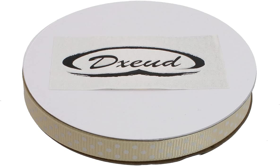 Polka Dot Grosgrain Ribbon 25 Yard Each Roll 100% Polyester (3/8", Beige)