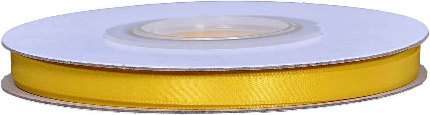 YAMA Yellow Double Faced Satin Ribbon 1/4 Inch 25 Yards Yellow Ribbon for Gift Wrapping Crafts Hair Bows Wedding Party Decoration