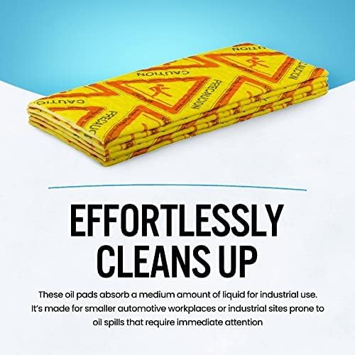 CTRL+Z Absorbent Pads - 15"x18" High Visibility Caution Spill Mat - Super Absorbent Fast Cleanup for Industrial Use - 10 Pack