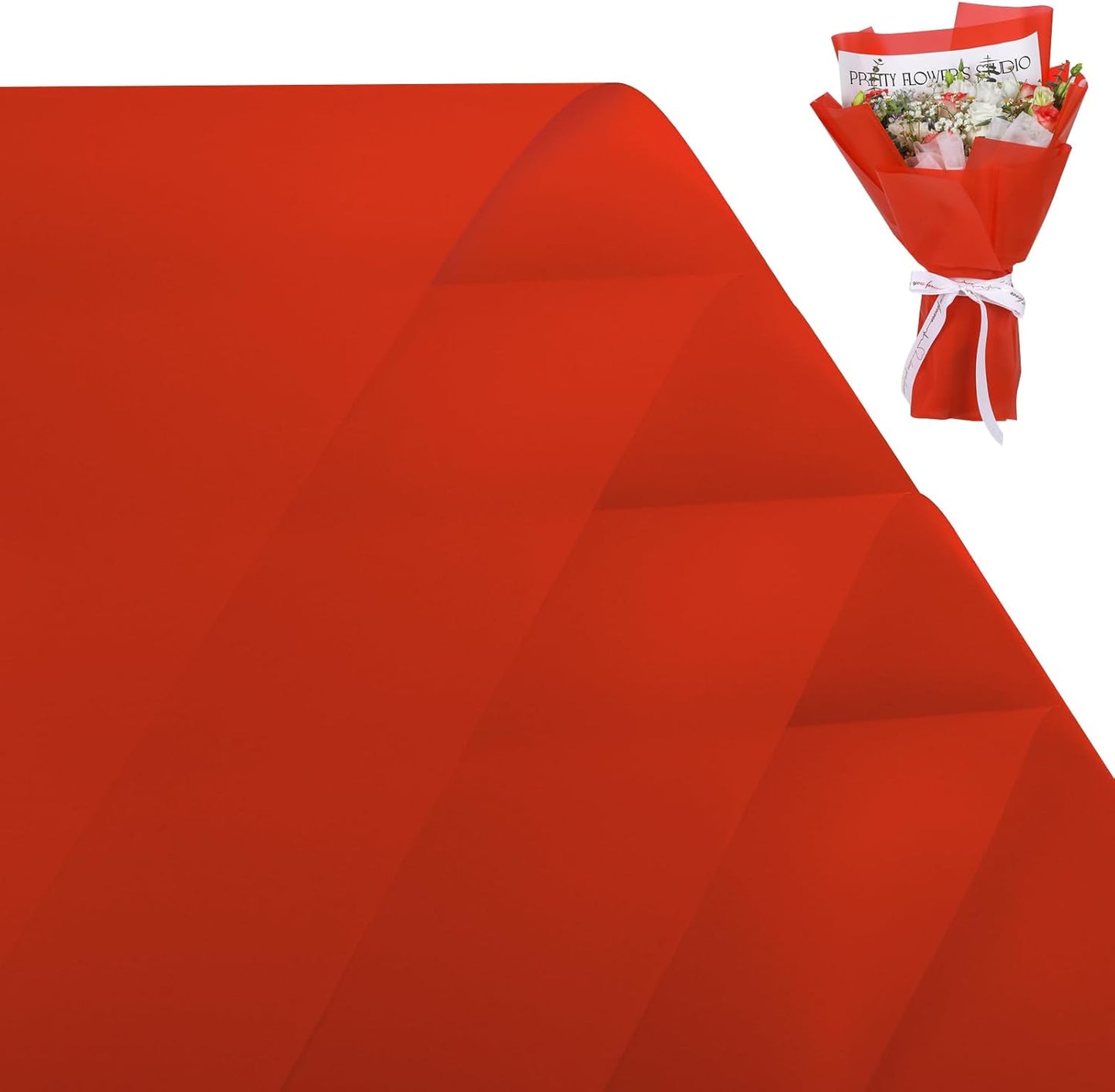 FUHITIM 20 Sheets Flower Wrapping Paper -Waterproof Floral Bouquet Wrapping Paper Used for DIY Crafts, Gift Packaging, Florist Supplies Packaging Paper for Wedding Birthday Gift (Misty Red)