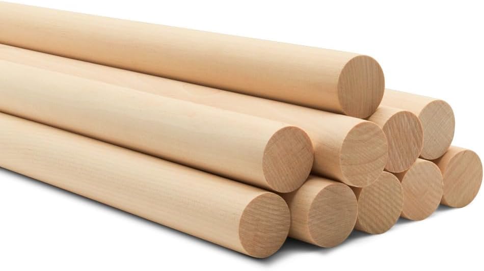 Dowel Rods Wood Sticks Wooden Dowel Rods - 1/2 x 36 Inch Unfinished Hardwood Sticks - for Crafts and DIYers - 10 Pieces by Woodpeckers
