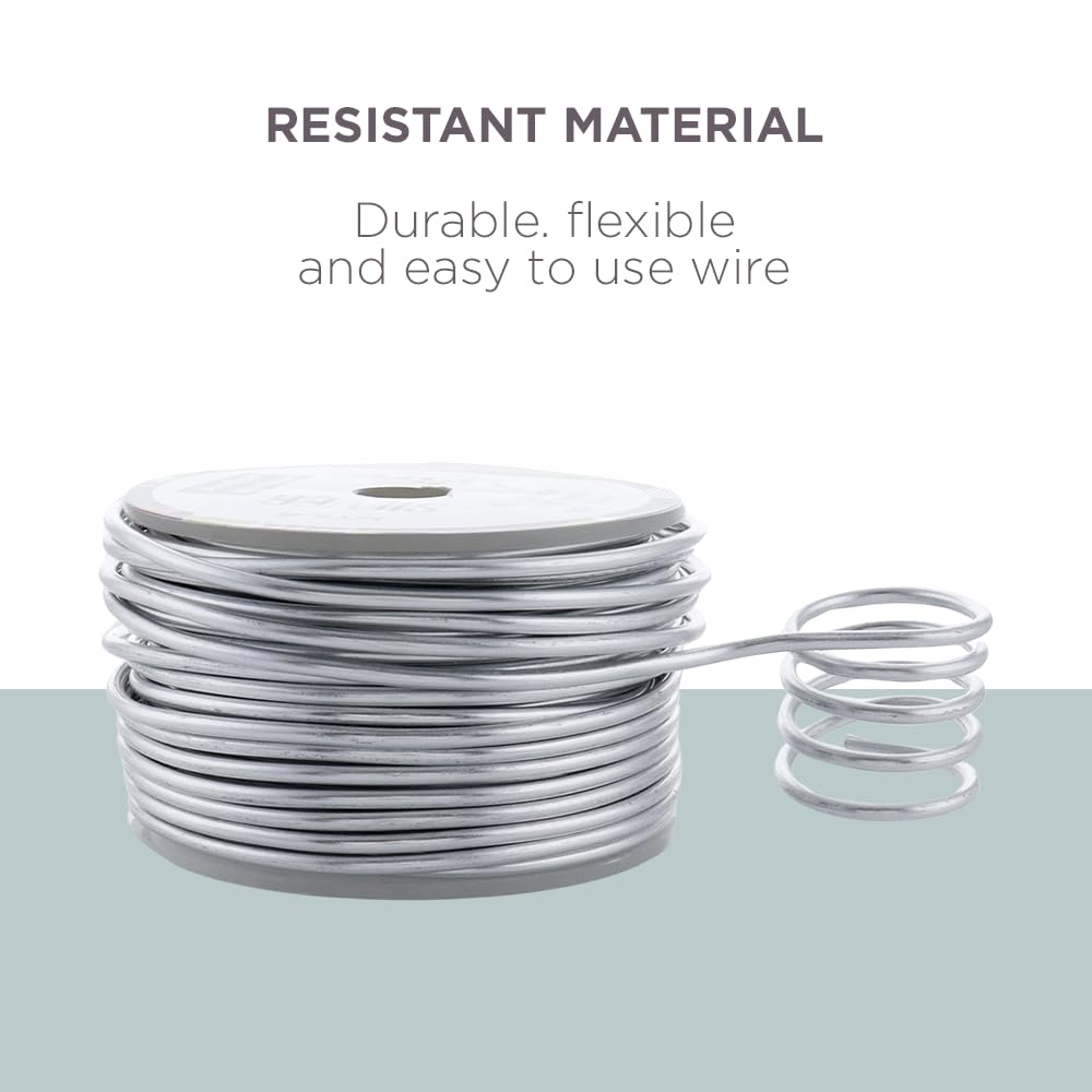 UTILE Armature Aluminum Wire 80 ft 10 Gauge 3.2 mm Anodized Craft Bendable Wire – Sculpting Metal Silver for Bonsai Trees, Clay, Crafts, Plants, Gardening, Beading and Jewelry Making (Silver)