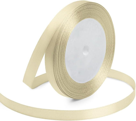 KMER LIFE 3/8 Inches x 25 Yards Ivory Satin Ribbon Solid Fabric Ribbons for Crafts, Wedding Decor, DIY Hair Accessories, Sewing, Gift Package Wrapping, Valentine's Day Bouquet and More