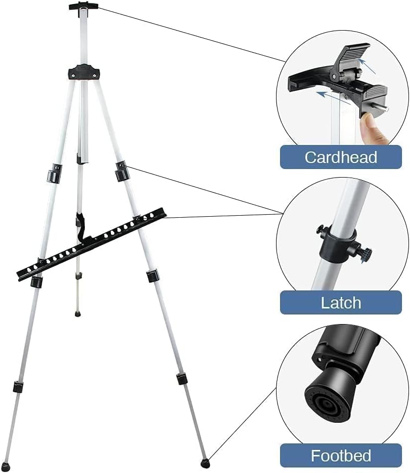 Art Easel Stand for Painting and Sign - RRFTOK Aluminum 66 Inch Metal Tripod Adjustable Portable Easels for Display - Canvas Stand for Table Top Floor Drawing for Artists Adult Holder or Teen