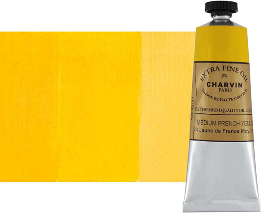 Charvin Extra Fine Oil Paint, French Yellow Medium 60 ml - Triple-Milled, Rich Texture, Poppy Oil-Based, Light-Fast, Handmade, Archival Quality