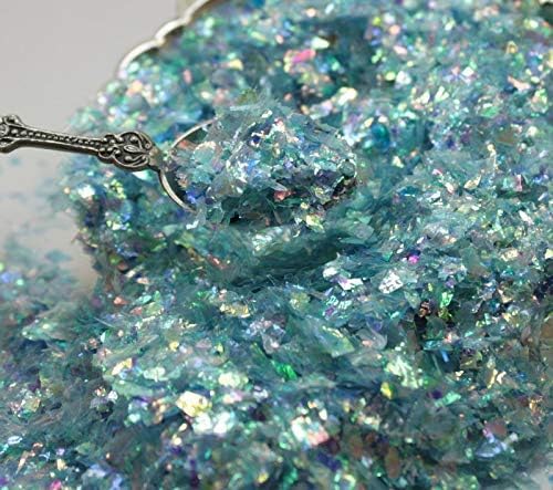 Blue Flitter Iridescent Ice Glitter Flakes for Nail Art - Lightweight Holographic Polyester - 311-4341 - 1/2 oz (14 Grams)