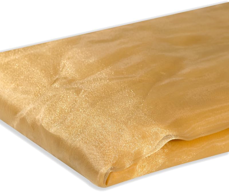Fynite Champagne Gold Organza Fabric by The Yard | 1 Yard Long | 44" Wide | Bridal Soft Sheer Organza Tulle for DIY Wedding Dress Fashion Craft Decorations