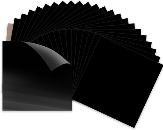 HTVRONT Black HTV Heat Transfer Vinyl Bundle: 24 Pack 12"x12" Iron on Vinyl Sheets for T-Shirt (1 PTFE Sheet Included), PU HTV Easy to Cut & Weed for Heat Design