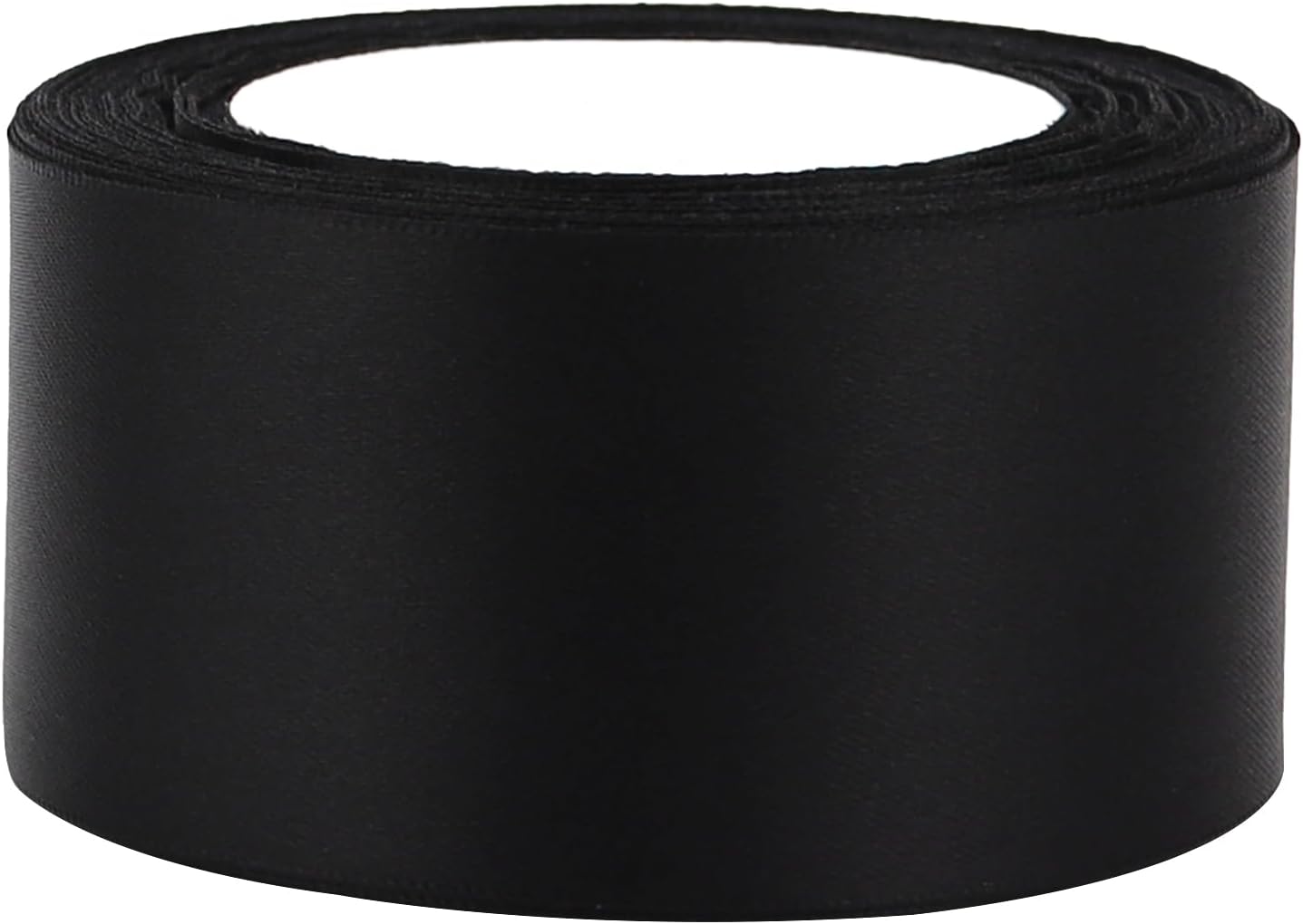 Black Solid Satin Ribbon 2 Inch 25 Yards Solid Polyester Fabric Ribbon for Gift Wrapping Wedding Christmas Baby Shower Birthday Party Decoration Handmade Immortal Flower Craft