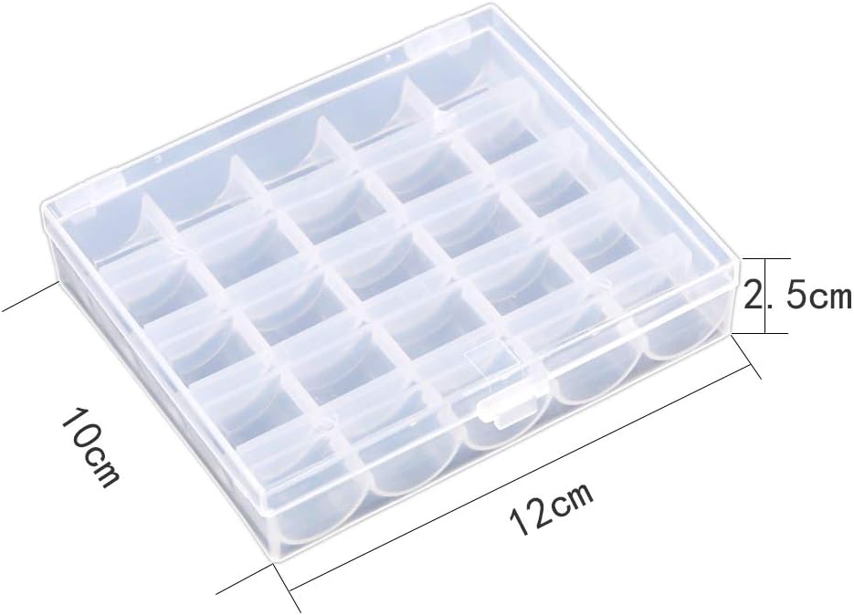 AKIRO 25 Slots Empty Bobbins Spools Box, Sewing Craft Plastic Case Storage Box for Sewing Machine 2 Pack
