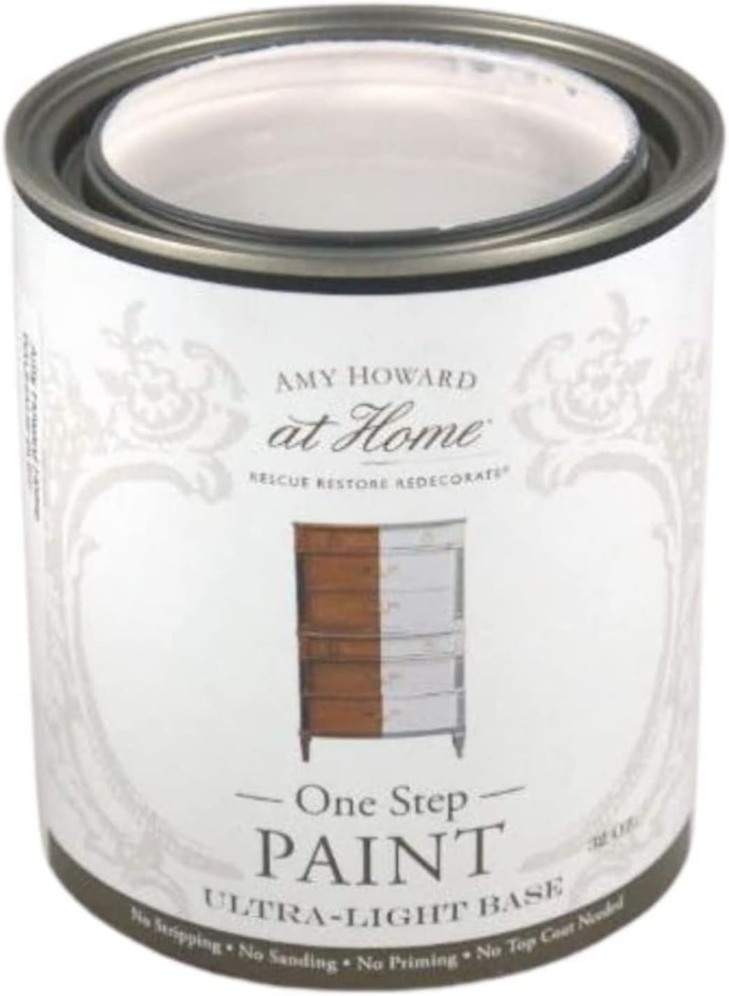 AMY HOWARD AT HOME Chalk-Based One Step Paint for Furniture, Cabinetry, Decor, Finish, and More | No Stripping, Sanding, or Priming | Ultra-Light Base | 16 Ounce | Ballet White