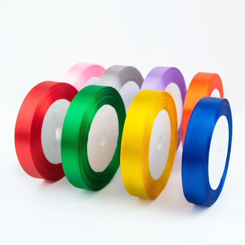 Purple Ribbon 5/8 Inches x 25 Yards, Purple Satin Fabric Silk Ribbon for Gift Wrapping, Bows Making, Floral Bouquets, Wreaths, DIY Handicrafts, Sewing Projects, Baby Shower and Wedding Party