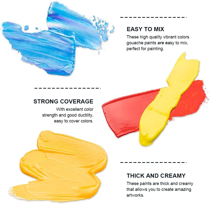 HIMI Gouache Paint Tube Set -36 Colors 12ml, with Rich Pigments, Gouache paint Non-Toxic, suitable for Beginners, Artists, and Hobby Painters. Beautiful Gifts for Art Supplies Painting（36 colors）