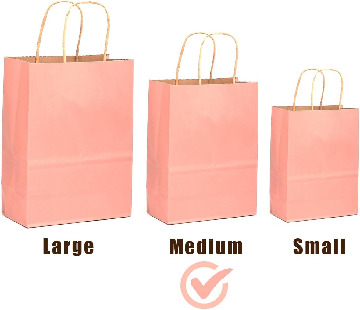 qiqee 32-Packs Bright Pink Paper Gift Bags with Handles Bulk 7.6"x4.75"x10.5" Medium Size Gift Bags Multiple Uses