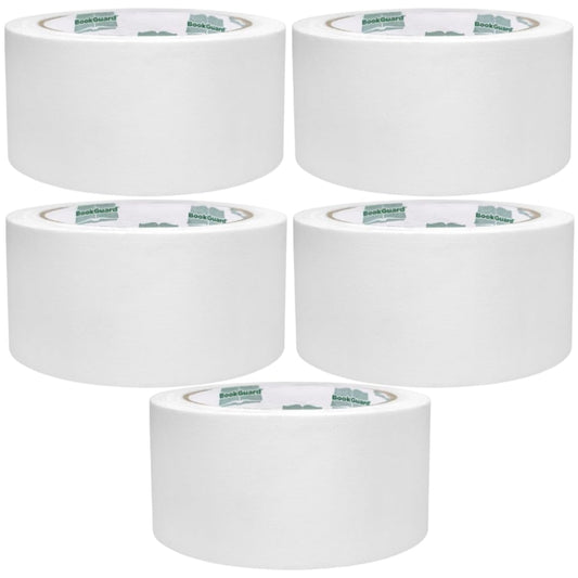 BookGuard 2 Inch Bookbinding Repair Cloth Tape, Book Repair, Canvas Bookbinding Tape, White, 15 Yards per Roll - Case of 5