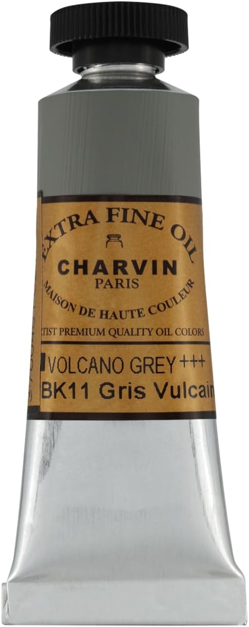 Charvin Extra Fine Oil Paint, Vulcain Grey 20 ml - Triple-Milled, Rich Texture, Poppy Oil-Based, Light-Fast, Handmade, Archival Quality