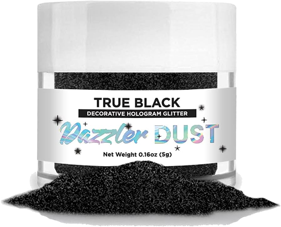 BAKELL True Black Art & Craft Glitter, 5g Jar | Dazzler DUST | Non-Toxic Decorating Glitter | Arts, Crafts, Slime, Glue, Paint, Face & Body (True Black)
