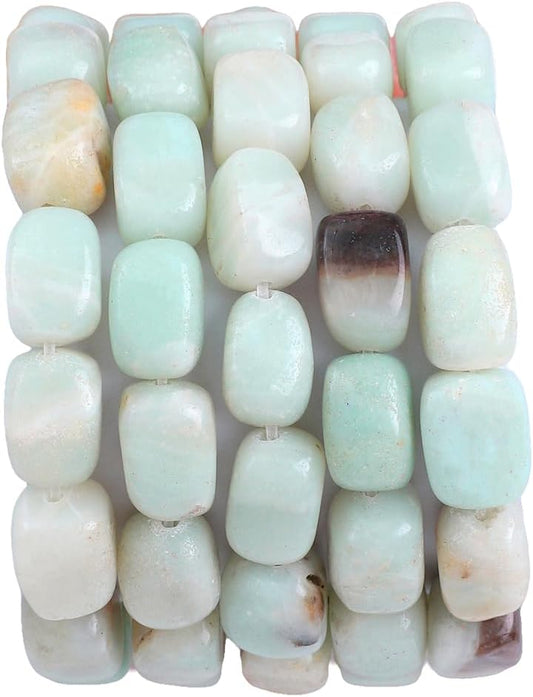 Natural Amazonite Cuboid Stone Loose Semi Gemstone Beads for Jewelry Making 8mmx12mm 38cm/Strand