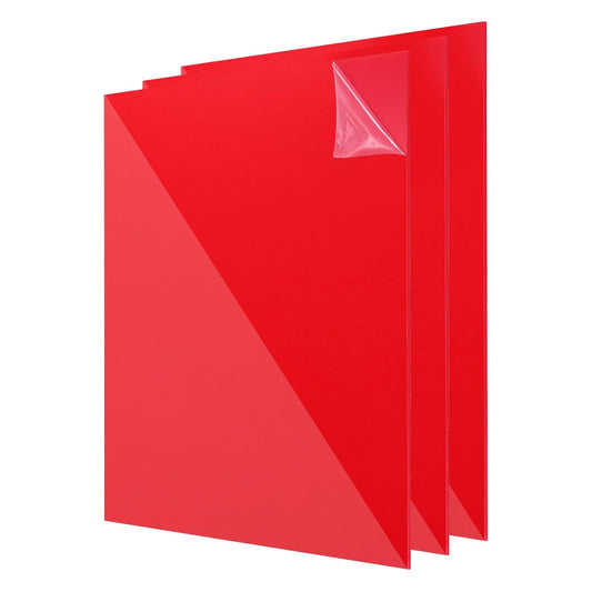 uxcell 3Pcs Acrylic Sheets 8x8 Inch Acrylic Panel 1/8 Inch-3mm Plastic Board for Picture Frames Sign Holders DIY Display Projects Craft, Clear Red
