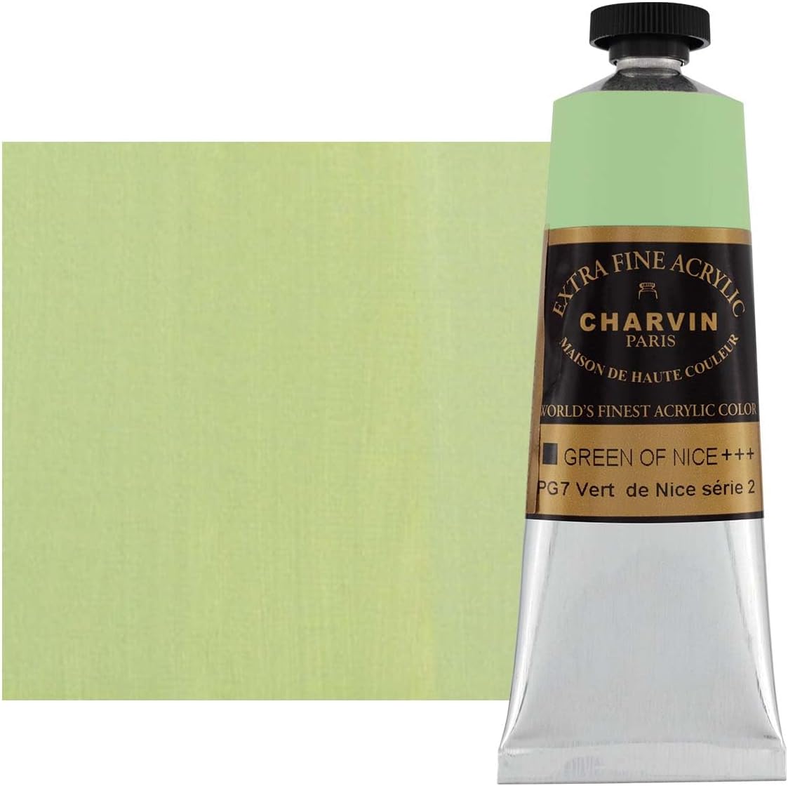 Charvin Extra Fine Professional Acrylic Paint - Green of Nice, 60ml Tube, Triple-Milled, Lightfast Pigments, Open Stock Artist Acrylic Paints in Nature-Inspired Hues