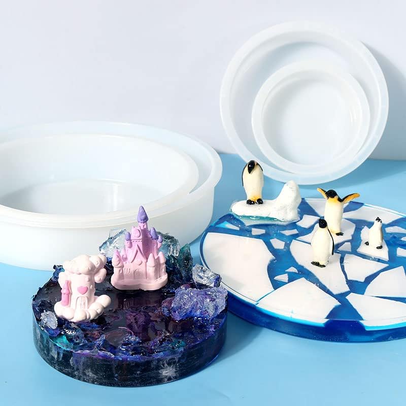 4 Deep Silicone Molds for Resin - Round Molds 3" x 2" in, 5" x 2" in, 7" x 2" in, 9" x 2" in - Epoxy Resin Molds for Flowers Preservation