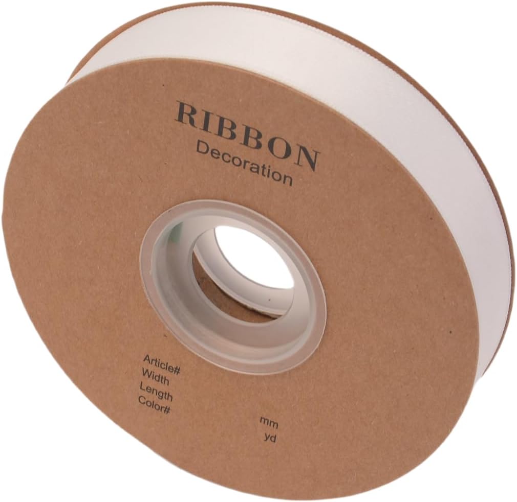 Double Side Satin Ribbon, Continuous 20 Yards,Use for Craft Bows Bouquet, Gift Wrapping, Wedding Decoration, Floral Arrangement (White, 4/5 inch)