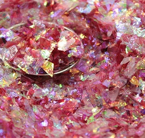 Red-Iridescent Ice Flakes- Iridescent Ice Glitter Flakes for Nail Art - Lightweight Holographic Polyester - 311-4338 - 1/2 oz (14 grams)
