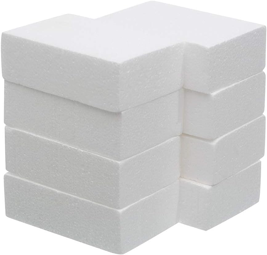 Crafare 8 Pack Craft Foam Blocks 6X4X2in Polystyrene Brick Rectangle for Arts School Projects Sculptures Floral Arrangements Modeling and Centerpieces