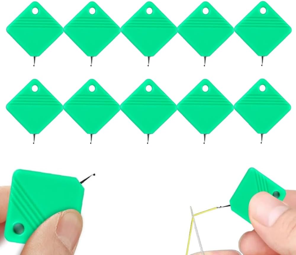 Automatic Needle Threaders for Hand Sewing, 2025 Upgrade Embroidery Floss, Sewing Machine Needle Threader, Sewing Supplies Tool, Fits All Needle Sizes (10, Green)