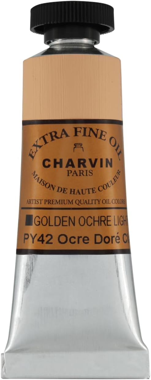 Charvin Extra Fine Oil Paint, Golden Ochre Light 20 ml - Triple-Milled, Rich Texture, Poppy Oil-Based, Light-Fast, Handmade, Archival Quality