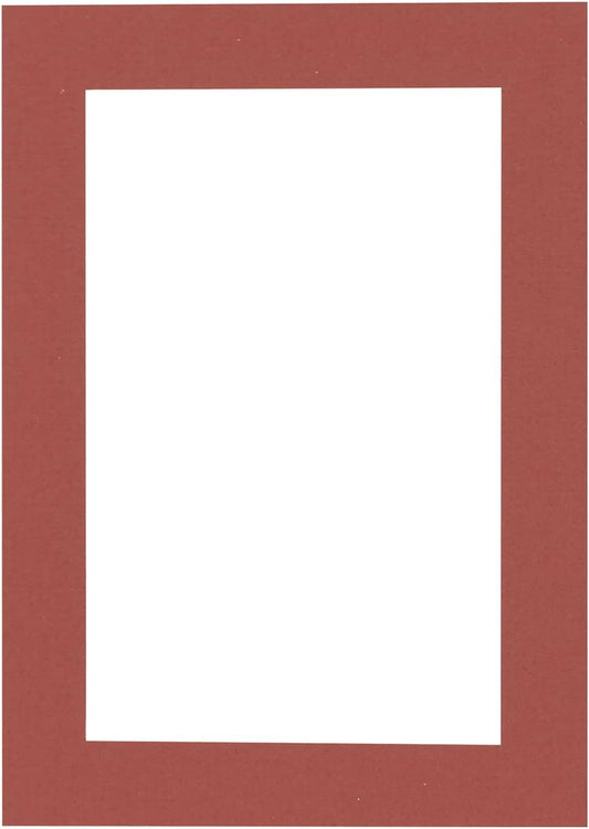Poster Palooza 8x10 Mat Bevel Cut for 6x8 Photos - Acid Free Brick Red Precut Matboard With Backing Board and Crystal Clear, Self Seal Photo Mat Bag - For Pictures, Photos, Framing - 4-ply Thickness